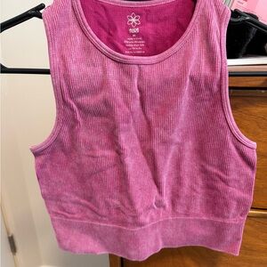 Aura Pink Ribbed Crop Tank Top